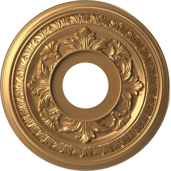 Ekena Millwork Baltimore PVC Ceiling Medallion (Canopies up to 5 1/4"), 13"OD x 3 1/2"ID x 3/4"P, Bright Coat Gold CMP13BABGL - main